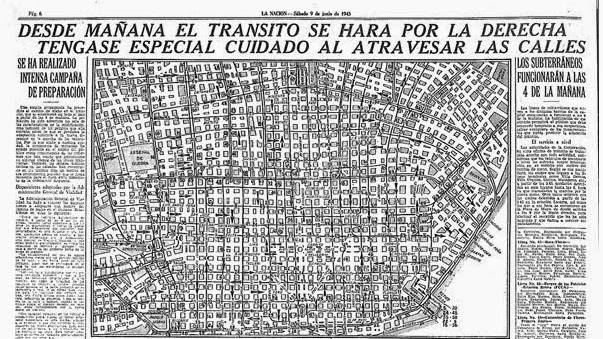 diario la nacion 09-06-1945 cambio de sentido de circulacion del transito